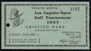 1937 01 10 - ticket for Sunday - 12th Los Angeles Open - Griffith Park - Entry Ticket